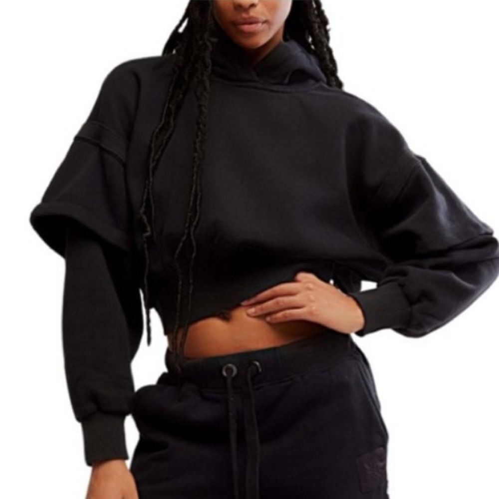 NWT Free People FP Movement Snow Flow Hoodie Black Combo Sz M